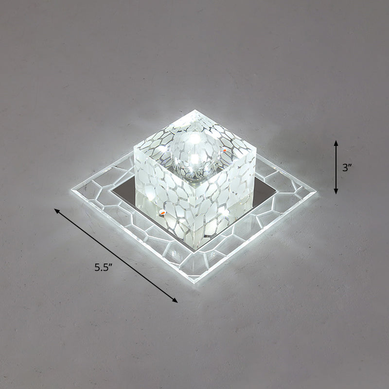 Crystal Square Flush Mount Lighting Minimalist Clear LED Flush Mount Fixture for Passage