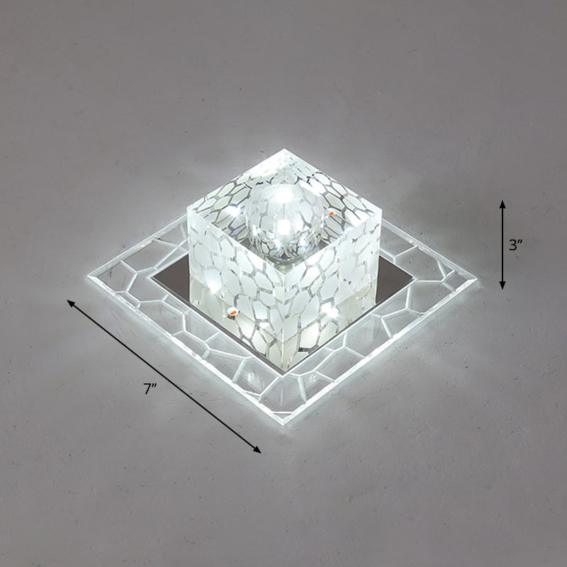 Crystal Square Flush Mount Lighting Minimalist Clear LED Flush Mount Fixture for Passage