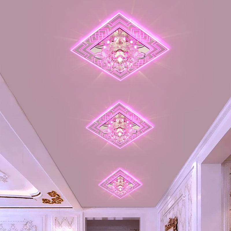 Plafonnier LED en cristal à abat-jour floral, moderne et clair, pour le passage