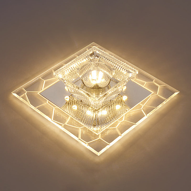Uitlopende plafondlamp, eigentijds geribbeld kristalhelder LED-inbouwverlichtingsarmatuur