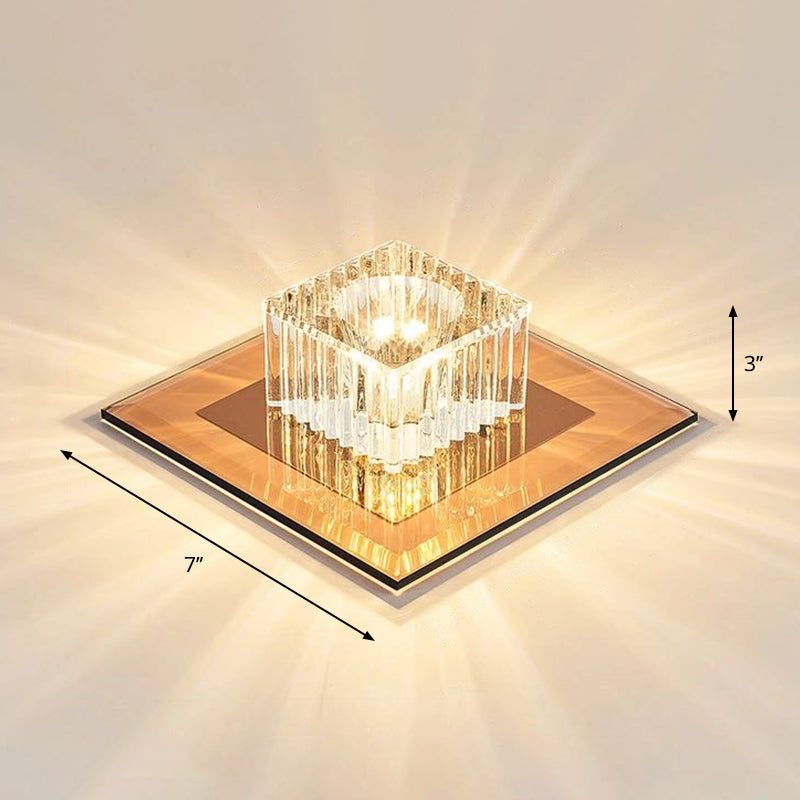 Quadratische Korridor-Unterputzbeleuchtung mit prismatischem Kristall, minimalistische LED-Unterputzleuchte