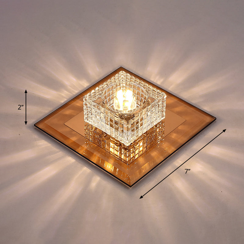 Squared LED Flush Mount Light Simplicity Clear Crystal Passage Flush Mount Ceiling Light