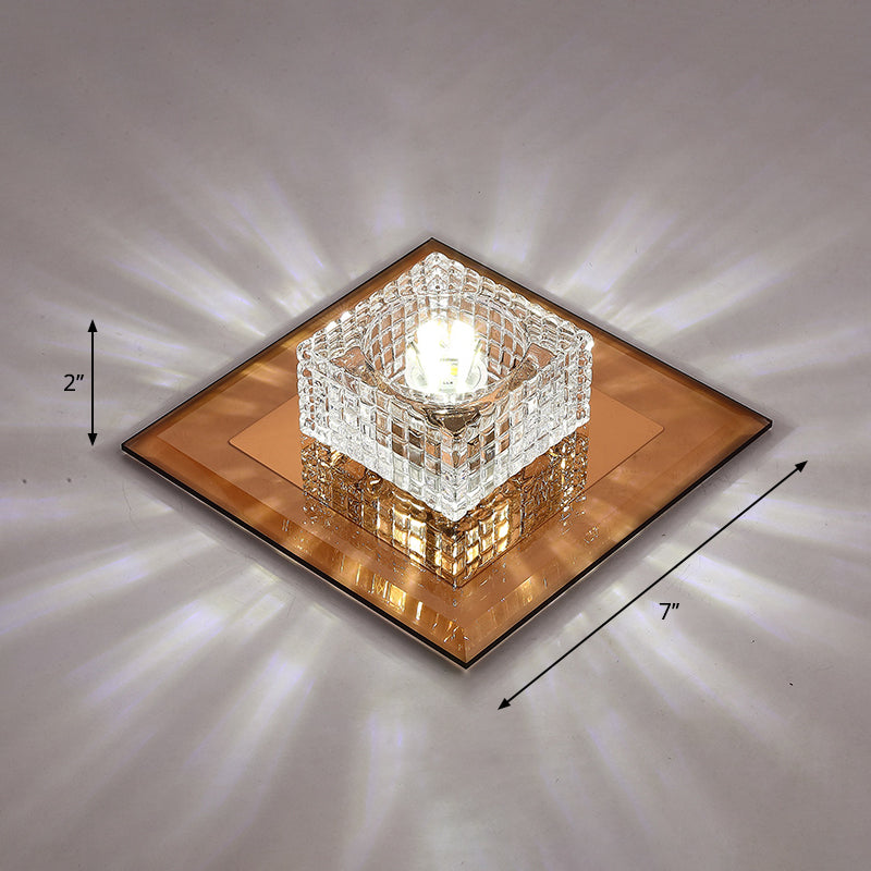 Squared LED Flush Mount Light Simplicity Clear Crystal Passage Flush Mount Ceiling Light
