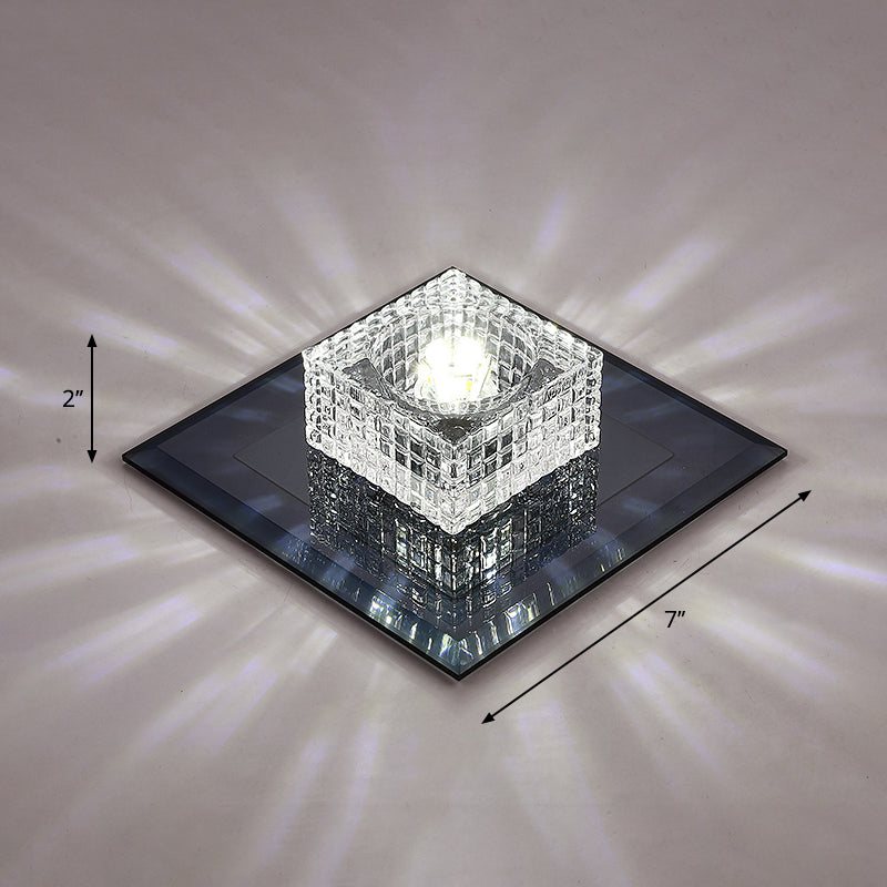 Squared LED Flush Mount Light Simplicity Clear Crystal Passage Flush Mount Ceiling Light