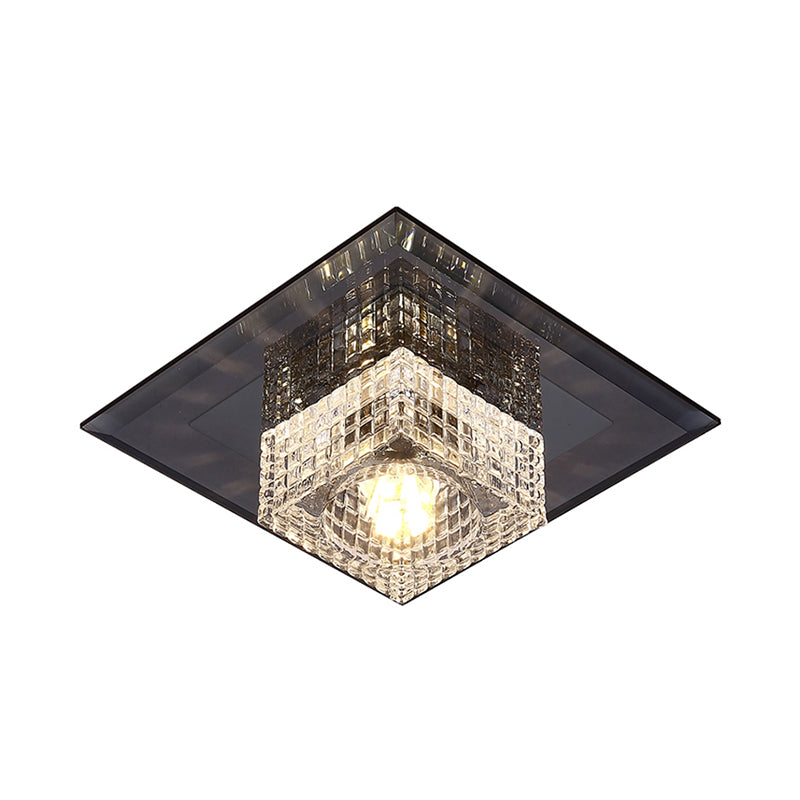 Squared LED Flush Mount Light Simplicity Clear Crystal Passage Flush Mount Ceiling Light