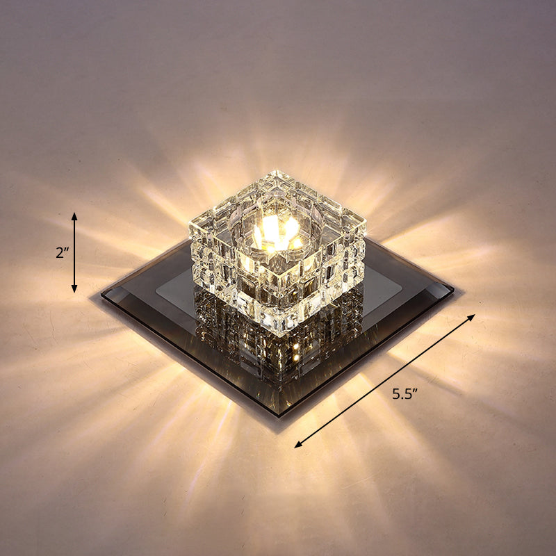 Small Corridor Flush Light Crystal Block Modern Style LED Flush Ceiling Light Fixture