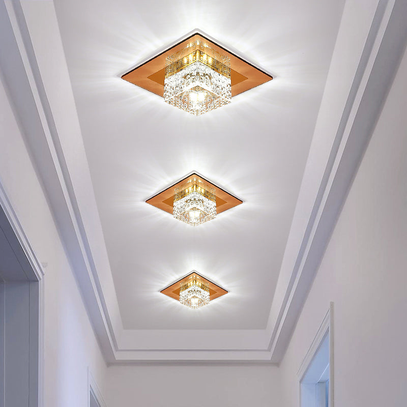 Crystal Block Crystal Flush Mount Lighting Minimalist LED Flush Mount Fixture for Corridor