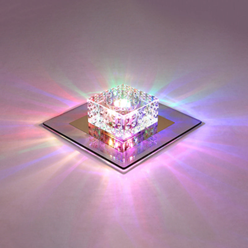 Crystal Block Crystal Flush Mount Lighting Minimalist LED Flush Mount Fixture for Corridor