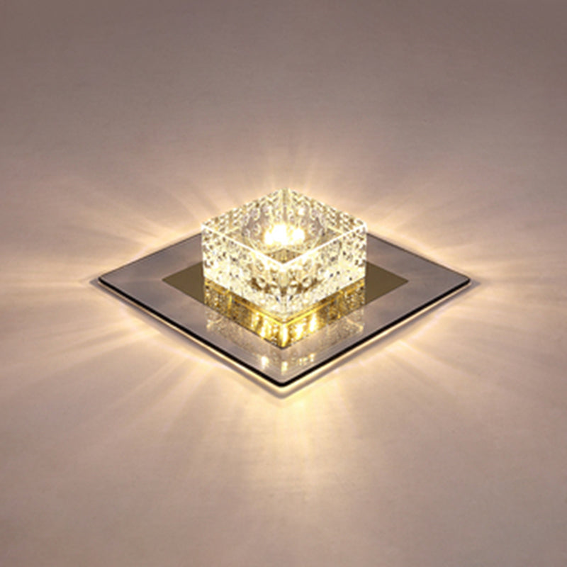 Crystal Block Crystal Flush Mount Lighting Minimalist LED Flush Mount Fixture for Corridor