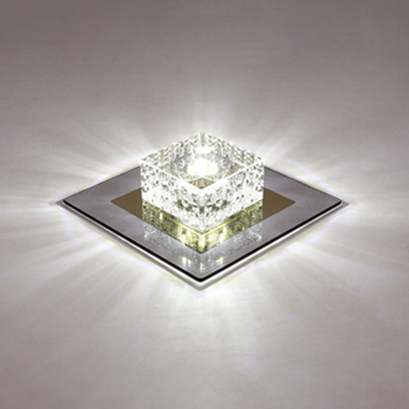 Crystal Block Crystal Flush Mount Lighting Minimalist LED Flush Mount Fixture for Corridor