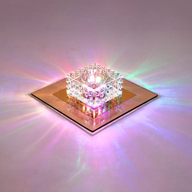 Crystal Block Crystal Flush Mount Lighting Minimalist LED Flush Mount Fixture for Corridor