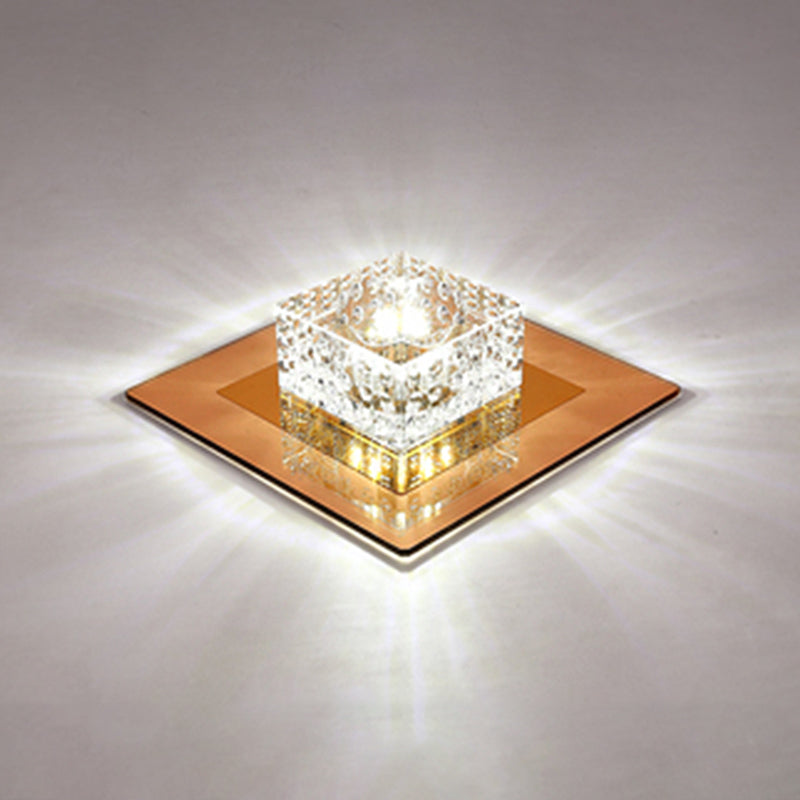 Crystal Block Crystal Flush Mount Lighting Minimalist LED Flush Mount Fixture for Corridor