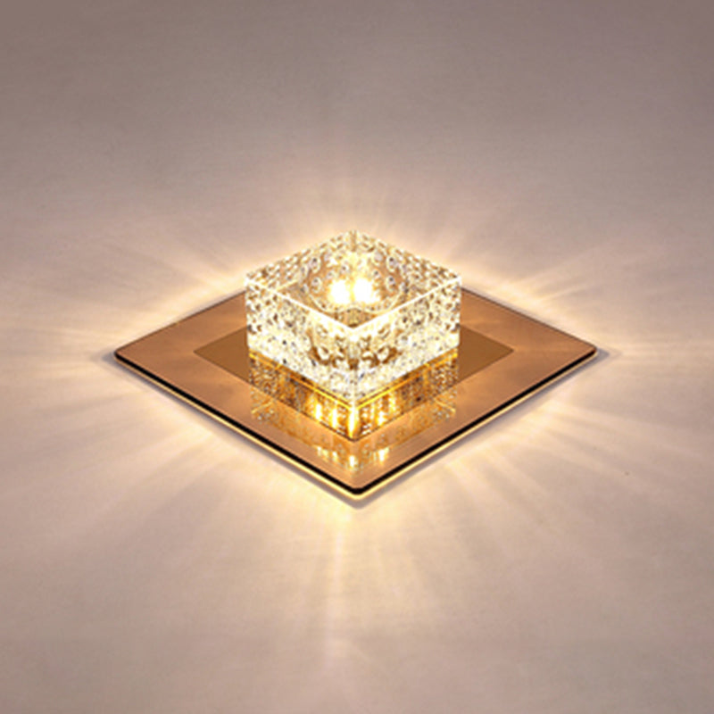 Crystal Block Crystal Flush Mount Lighting Minimalist LED Flush Mount Fixture for Corridor