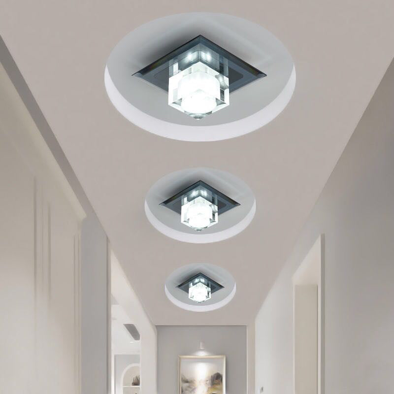 Moderna lampada da soffitto da incasso a soffitto in cristallo con montaggio a incasso a LED mini quadrata