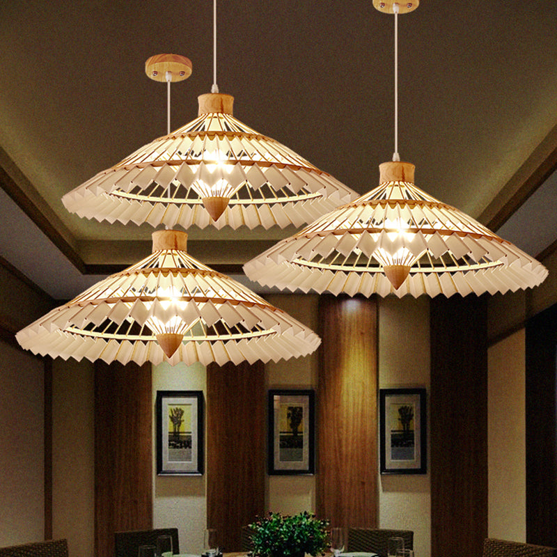 South-east Asia Umbrella Pendant Light Bamboo Single-Bulb Restaurant Suspension Light Fixture
