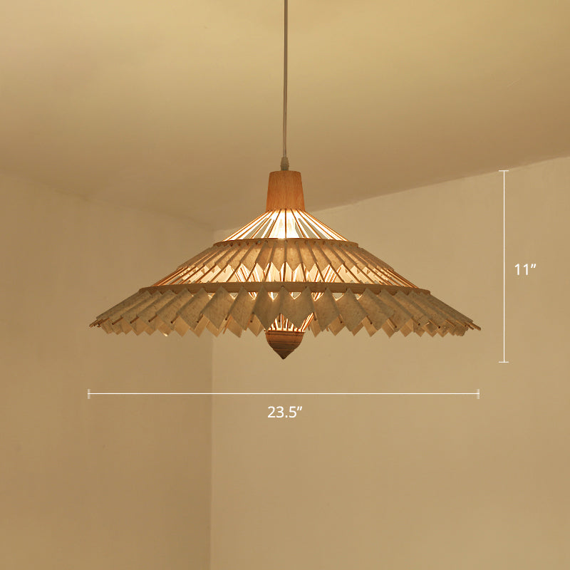 South-east Asia Umbrella Pendant Light Bamboo Single-Bulb Restaurant Suspension Light Fixture
