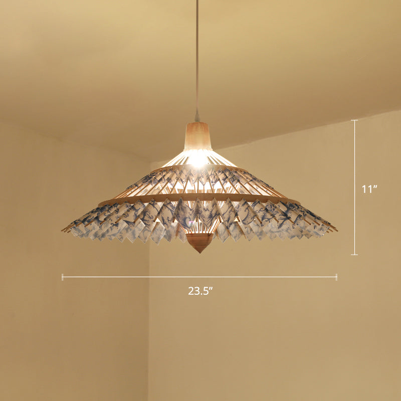 South-east Asia Umbrella Pendant Light Bamboo Single-Bulb Restaurant Suspension Light Fixture