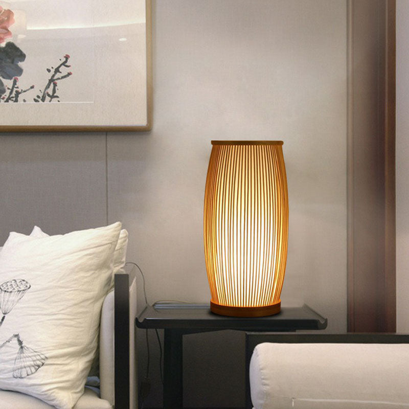 Barril Living Table Lighting Bamboo Lámpara de sencillez de 1 luz lámpara de noche en madera