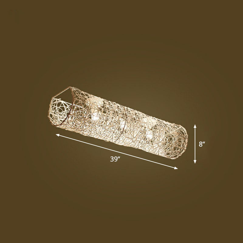 Cylindrique Flush Mount Lighting Simplicité Rattan Restaurant Flush Mount Ceiling Light