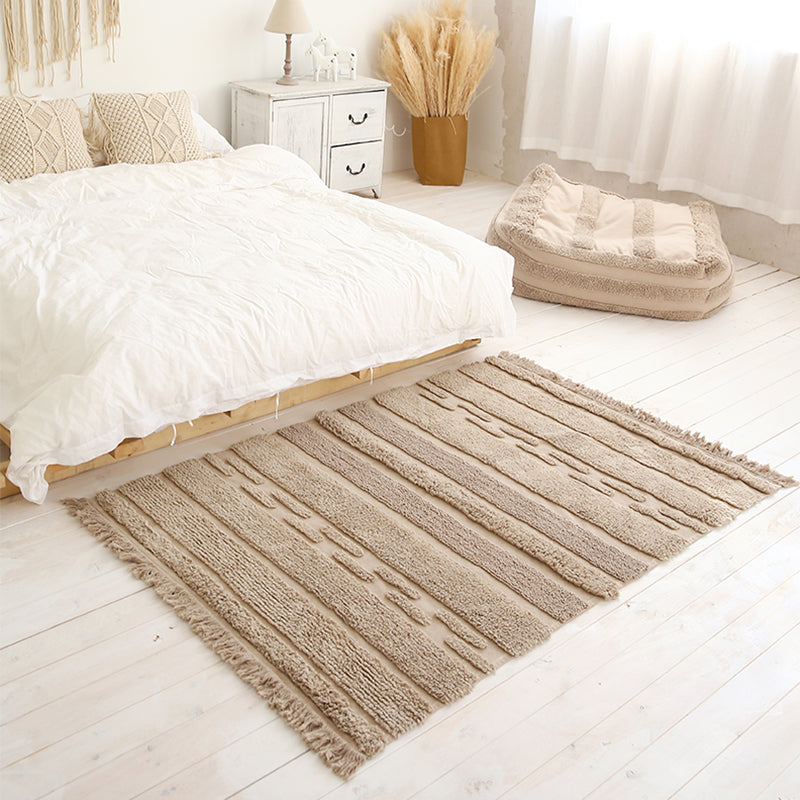 Multicolored Stripe Rug Cotton Western Area Rug Washable Stain-Resistant Easy Care Carpet for Bedroom