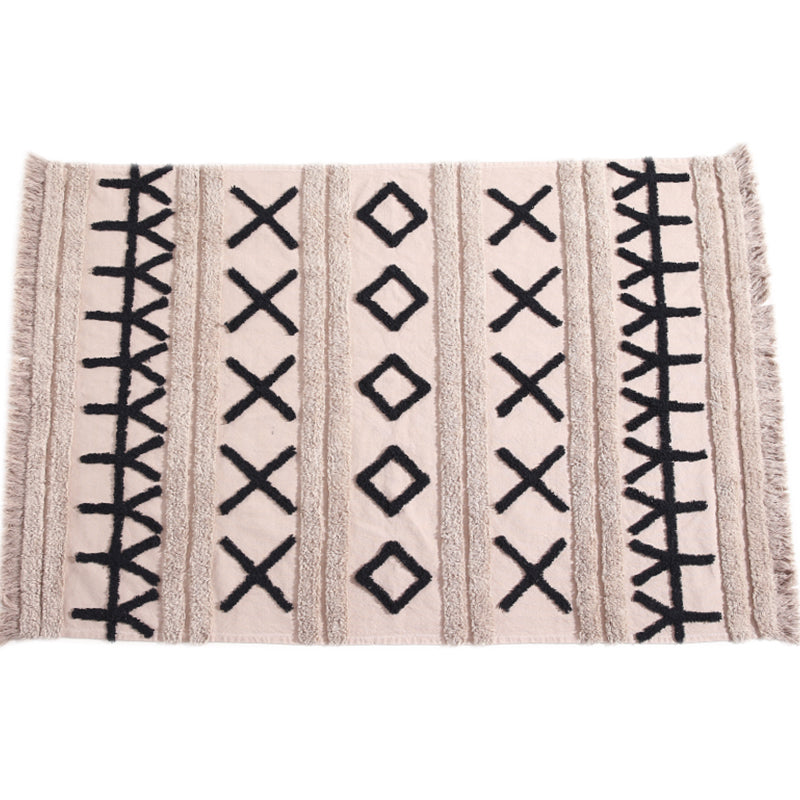 Multicolored Stripe Rug Cotton Western Area Rug Washable Stain-Resistant Easy Care Carpet for Bedroom