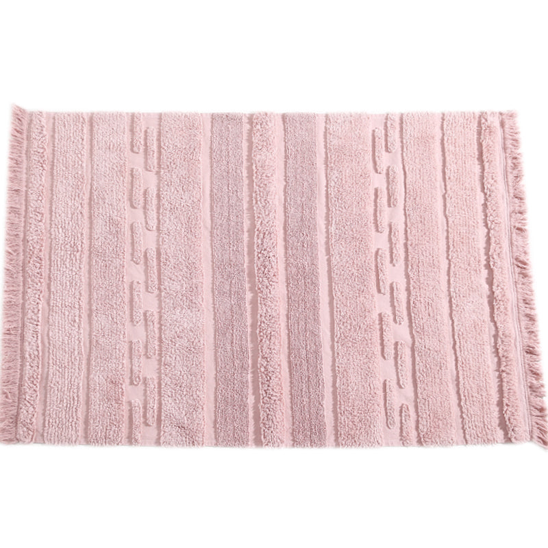 Multicolored Stripe Rug Cotton Western Area Rug Washable Stain-Resistant Easy Care Carpet for Bedroom