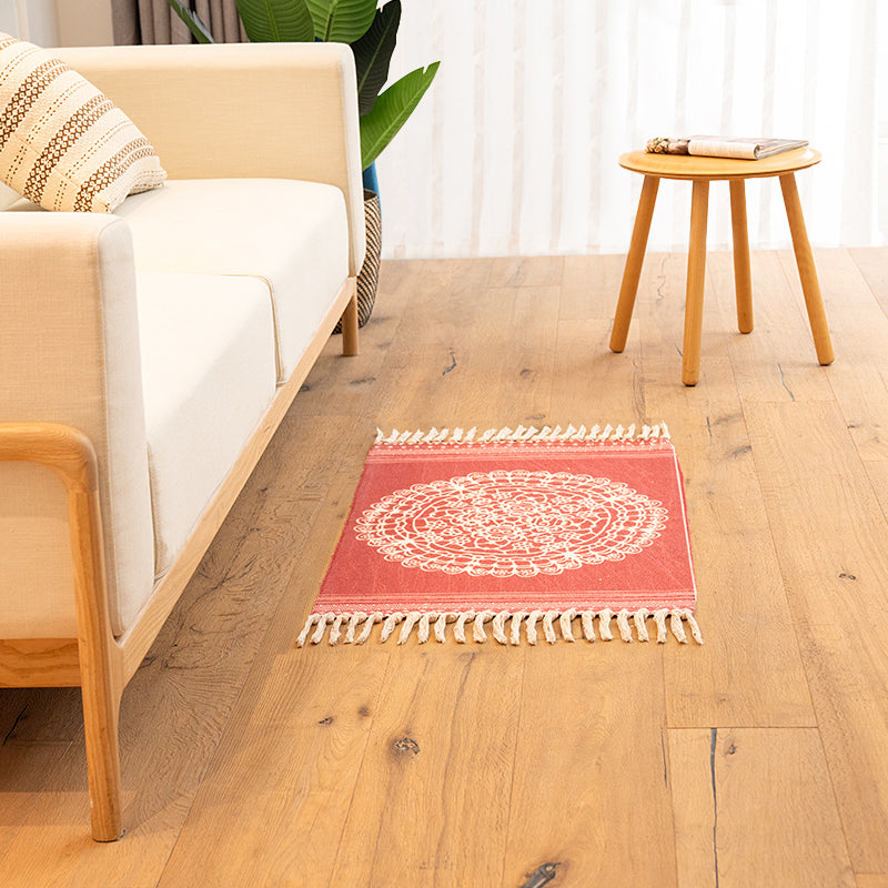 Multicolore tappeto Nordico Miscela in cotone geometrico a tappeto lavabile a lavaggio a moquette con panoramica con nappa per camera