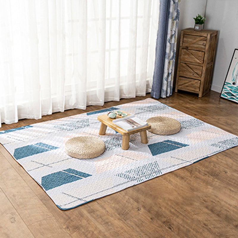 Multi Color Relaxing Rug Cotton Geometric Print Area Rug Non-Slip Backing Machine Washable Rug for Bedroom