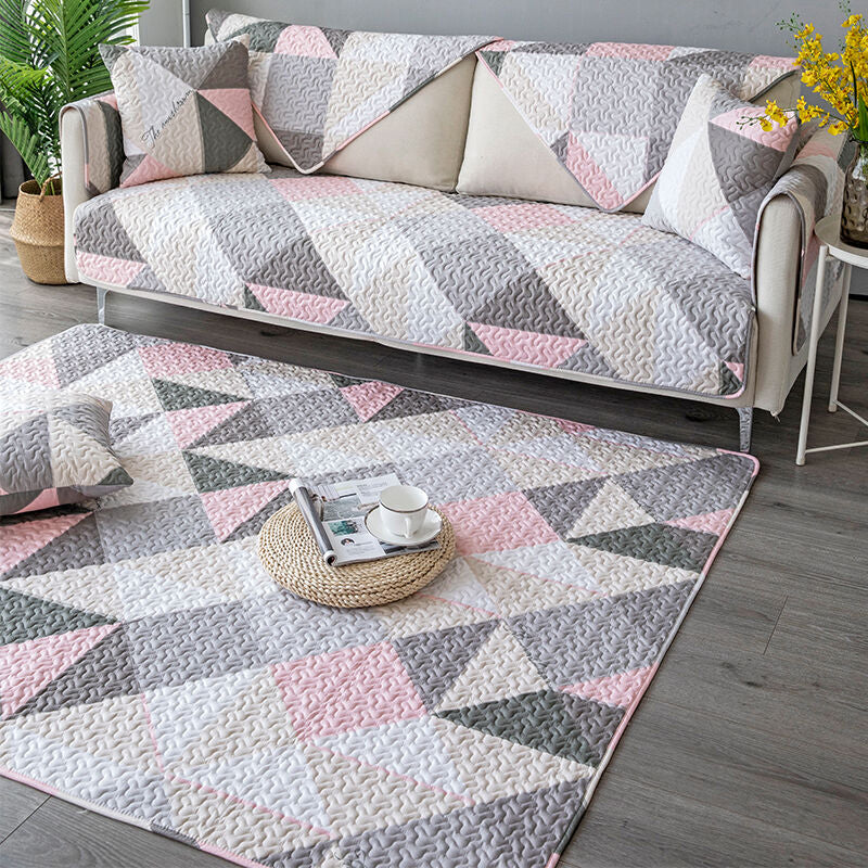 Comfort Living Room Rug Multi Color Geometric Printed Area Carpet Non-Slip Backing Washable Rug