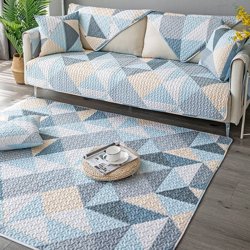 Comfort Living Room Rug Multi Color Geometric Printed Area Carpet Non-Slip Backing Washable Rug