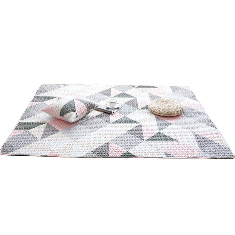 Comfort Living Room Rug Multi Color Geometric Printed Area Carpet Non-Slip Backing Washable Rug