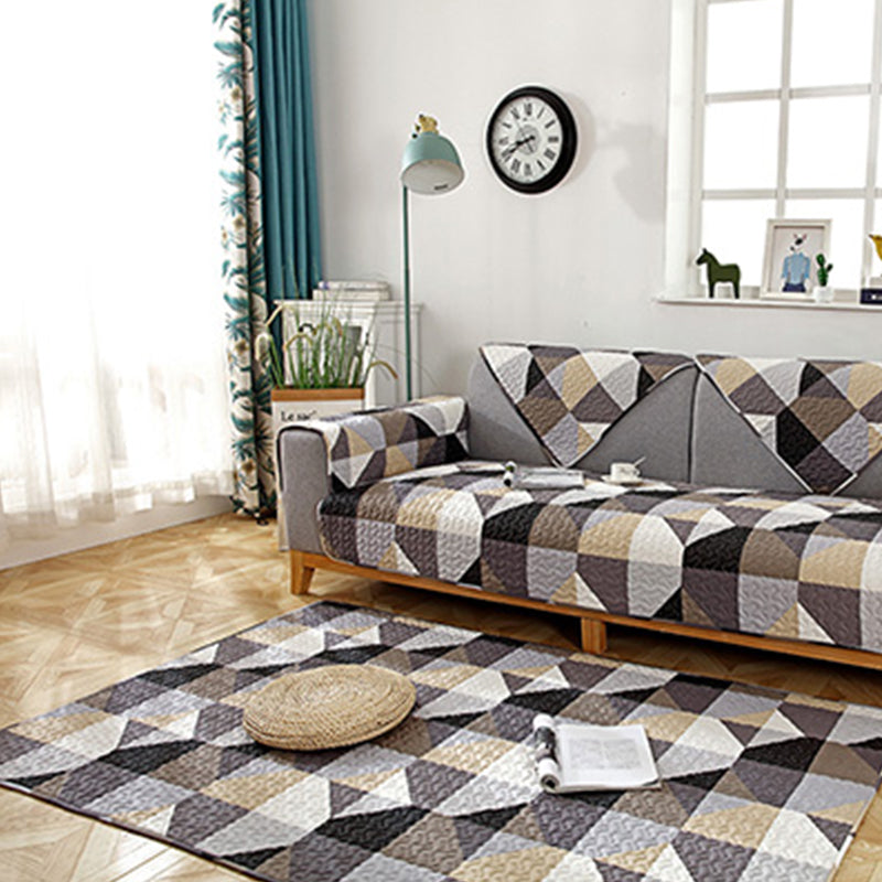 Comfort Living Room Rug Multi Color Geometric Printed Area Carpet Non-Slip Backing Washable Rug