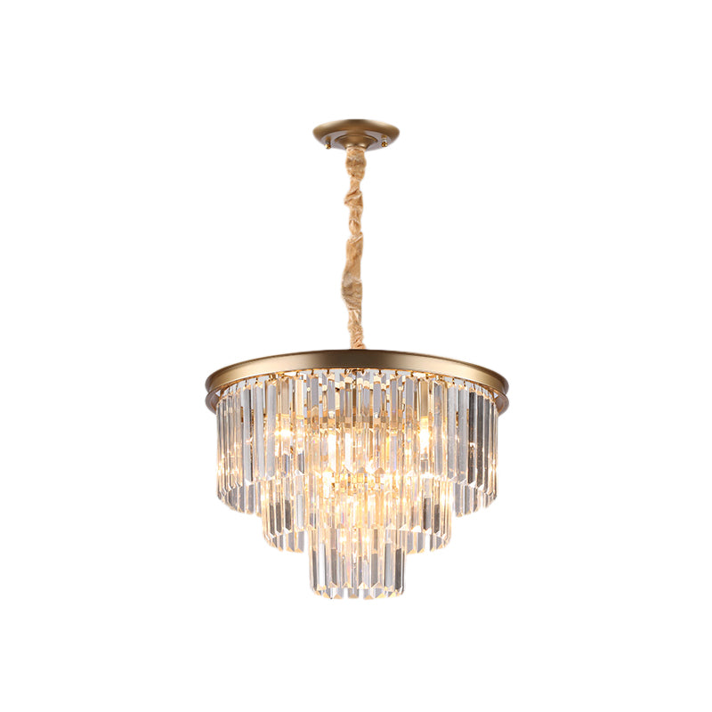 Lampada lampadinale conica regolabile in nero/oro Minimalista 6/9/15 Light Crystal Crystal Pendant Lighting, 19,5 "/23,5" /31,5 "W