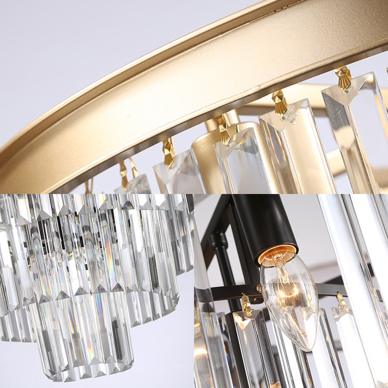 Lampada lampadinale conica regolabile in nero/oro Minimalista 6/9/15 Light Crystal Crystal Pendant Lighting, 19,5 "/23,5" /31,5 "W