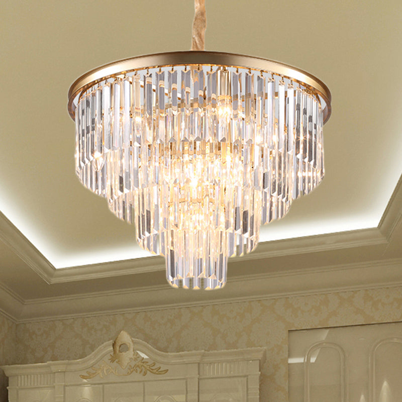 Lampada lampadinale conica regolabile in nero/oro Minimalista 6/9/15 Light Crystal Crystal Pendant Lighting, 19,5 "/23,5" /31,5 "W