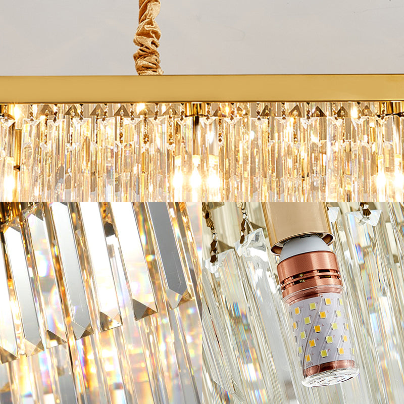 Clear/Smoke Gray Crystal Shaded LED Chandelier 31.5" W Modern Rectangle Pendant Lamp over Island