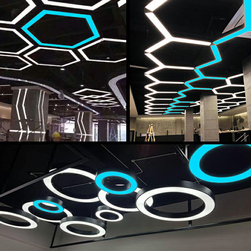 Modern Geometric LED LED Lighting Acrilic Office Lampada il lampadario in nero