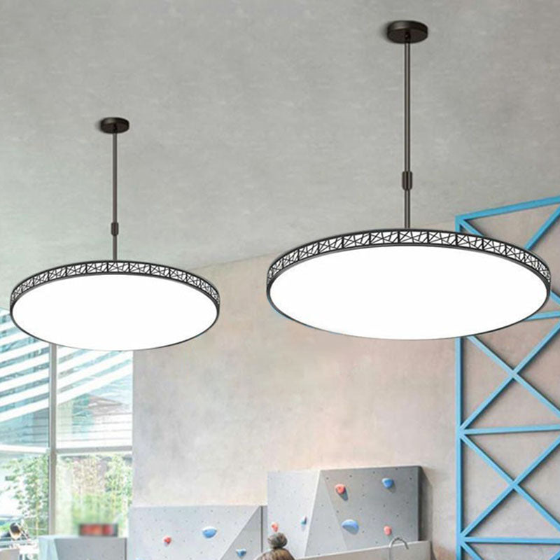 Metallic Hollow-Carved LED Suspension Light Modern Style Chandelier Lighting for Conference Room