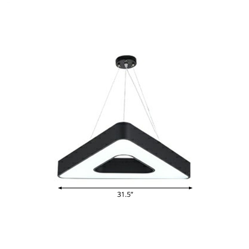 Triangle Chandelier Lighting Minimalist Acrylic Conference Room LED Pendant Light in Black