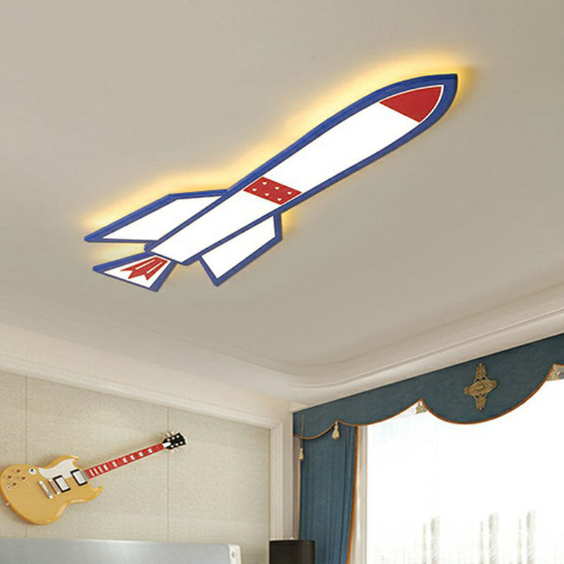 Rocket Child Room Lampada da soffitto a LED con montaggio a incasso Semplicità in acrilico Lampada da soffitto con montaggio a incasso in blu