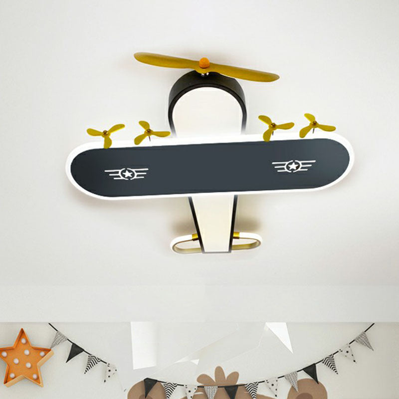 Aircraft Flush Light Minimalist Acrylic Kids Bedroom LED Flush Ceiling Light Fixture in Grey