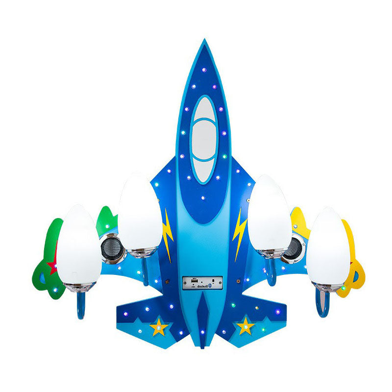 Flugzeug-Unterputzleuchte im nordischen Stil, Holzblau, LED-Unterputz-Deckenleuchte für Kinderzimmer