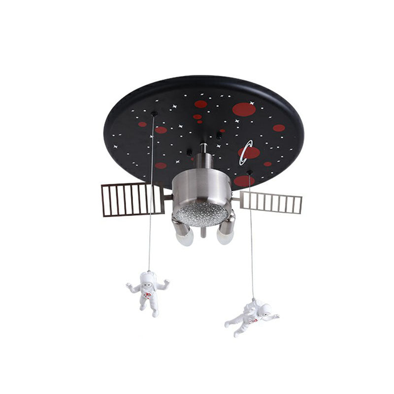 Illuminazione da incasso per nave spaziale metallica, illuminazione da incasso a LED per bambini, con decorazioni da astronauta in nero