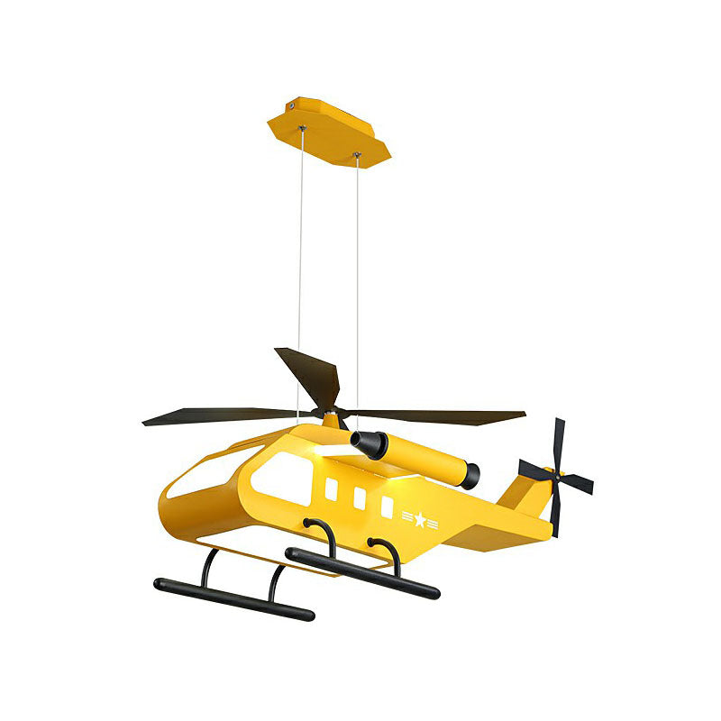 Kids Helicopter Chandelier Pendant Light Metallic Bedroom LED Ceiling Light with Acrylic Shade
