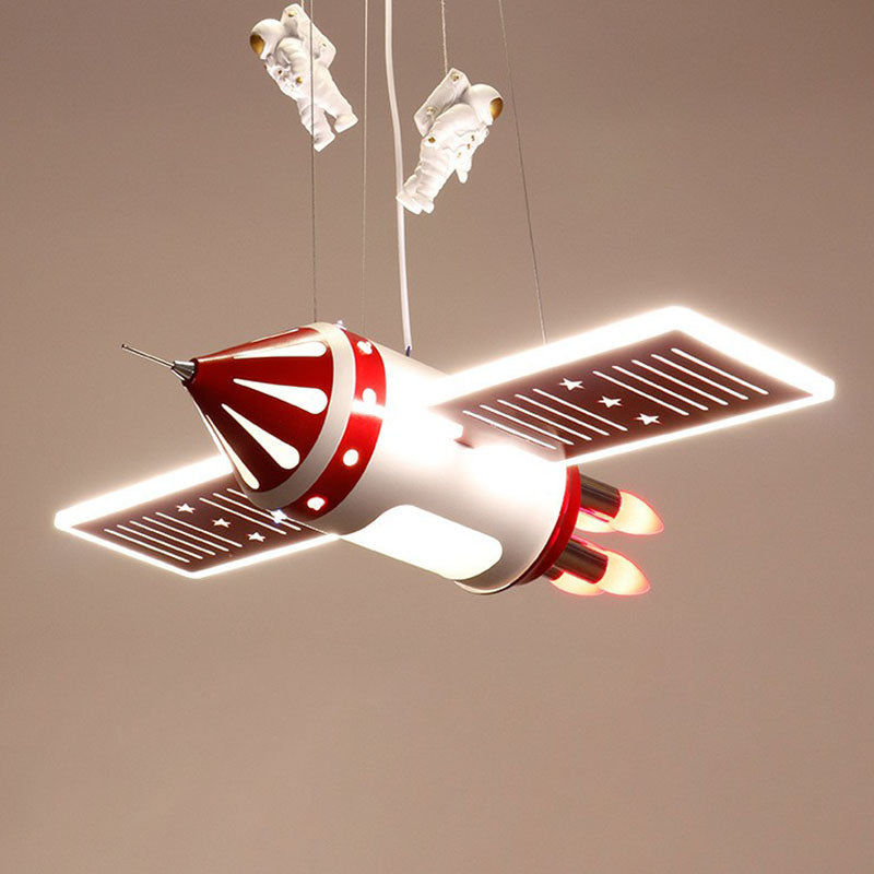 Satellite Chandelier Lamp Modern Acrylic Child Room LED Hanging Light with Decorative Astronaut