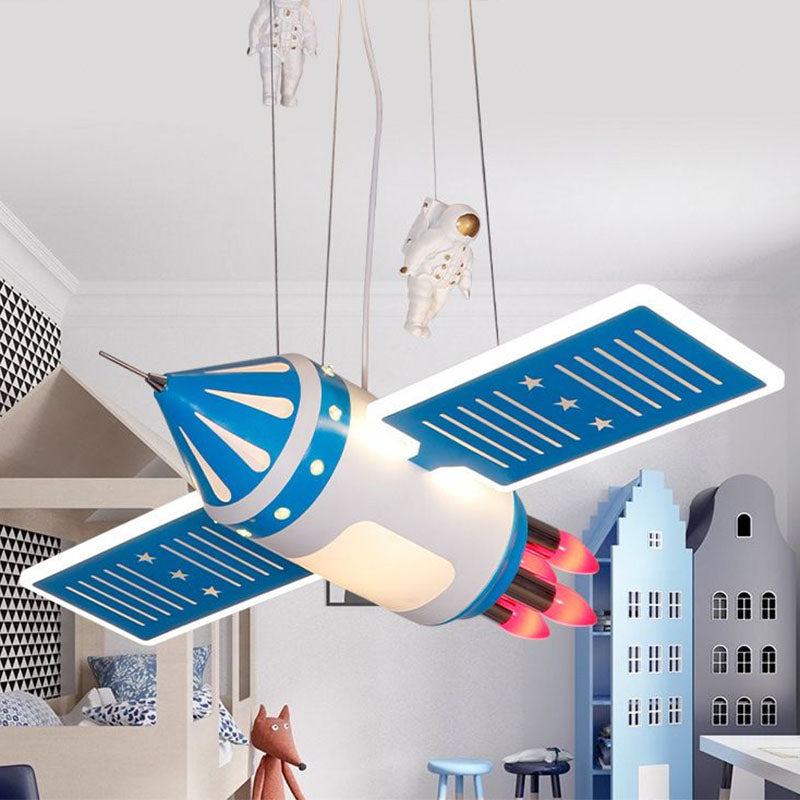 Satellite Chandelier Lamp Modern Acrylic Child Room LED Hanging Light with Decorative Astronaut