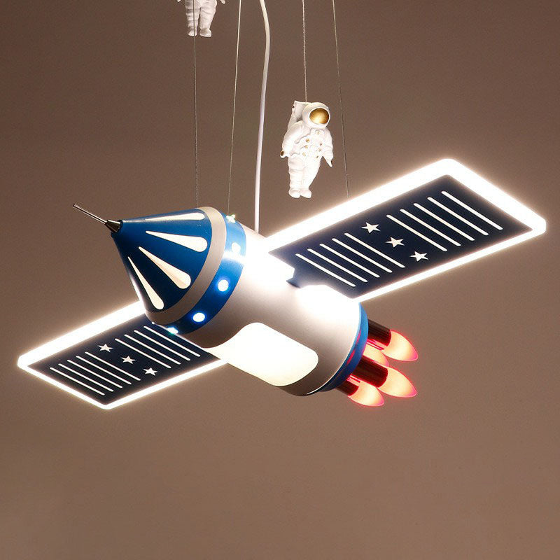Satellite Chandelier Lamp Modern Acrylic Child Room LED Hanging Light with Decorative Astronaut