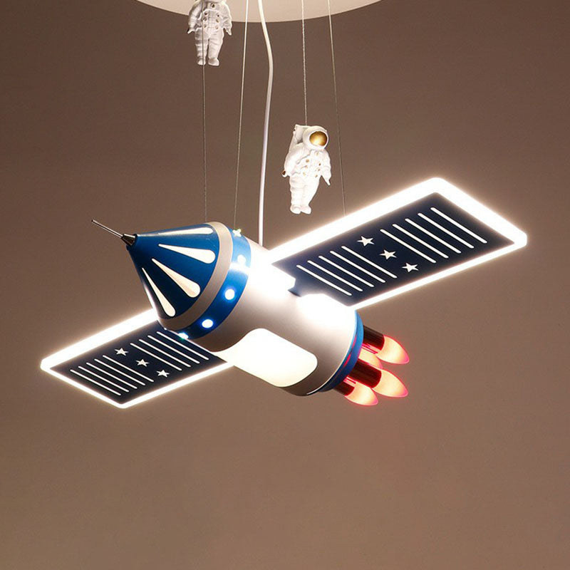 Satellite Chandelier Lamp Modern Acrylic Child Room LED Hanging Light with Decorative Astronaut
