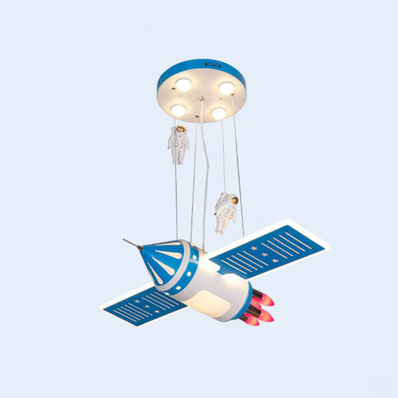 Satellite Chandelier Lamp Modern Acrylic Child Room LED Hanging Light with Decorative Astronaut