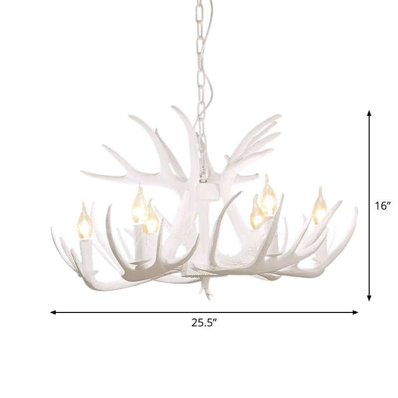 Résine de lustre de lustre en bois de fourablage de style rétro de style salon de salon en blanc